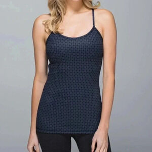 LULULEMON  8 Power Y Tank Luon Tri Geo Printed Inkwell Black Racerback Top